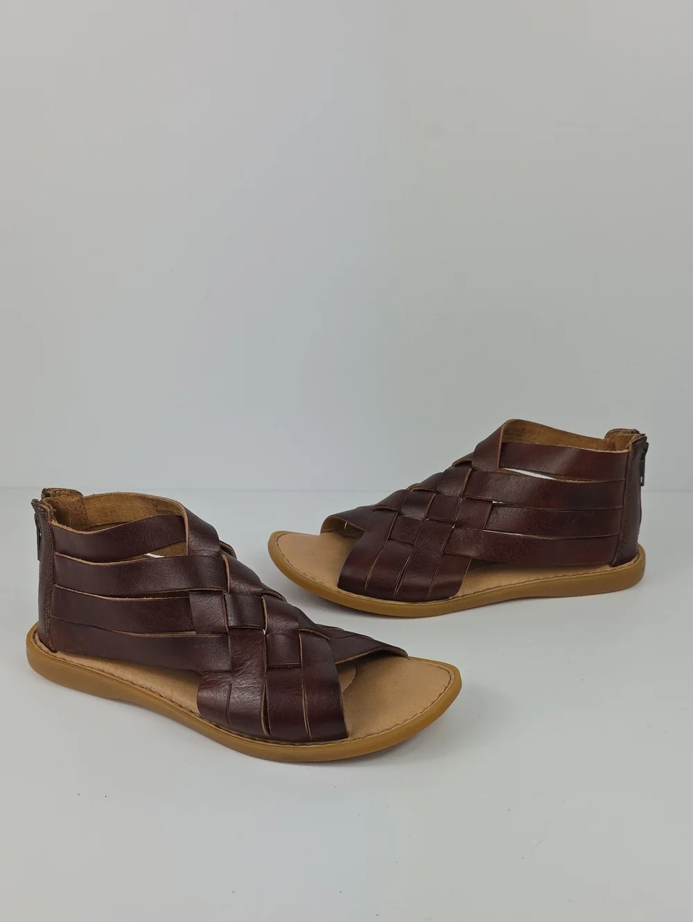 Børn Iwa Woven Brown Leather Women's Sandals Size 8